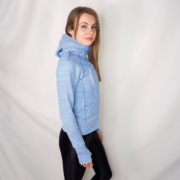 Lululemon Striped Scuba Hoodie Blue White 2 0273 - Picture 4 of 8